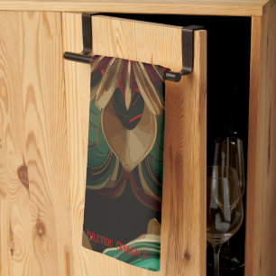 Yuletide Opulence: Golden Threads of Christmas Tea Towel