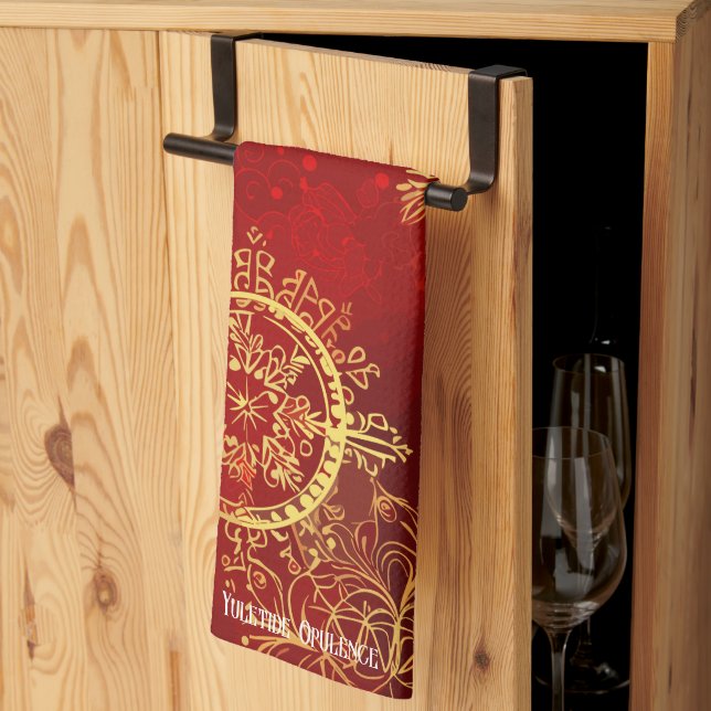 Yuletide Opulence: Golden Threads of Christmas Tea Towel (Thirds Fold)