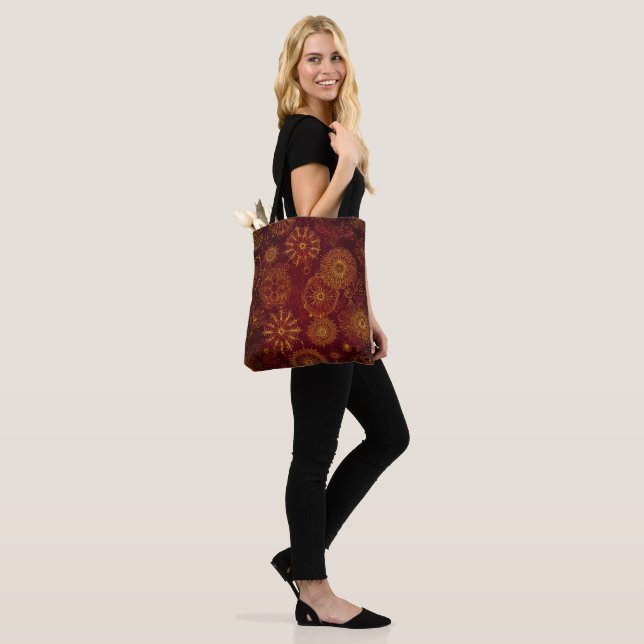 Yuletide Opulence: Golden Threads of Christmas Tote Bag (On Model)