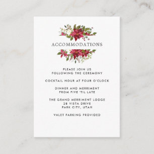 Yuletide   Poinsettia  WEDDING Hotel Accommodation Enclosure Card