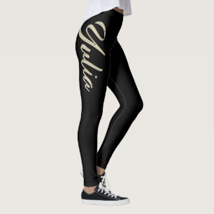 Yulia white gold Handwriting trousers Leggings