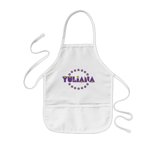 Yuliana in Flores Purple Kids Apron (Front)
