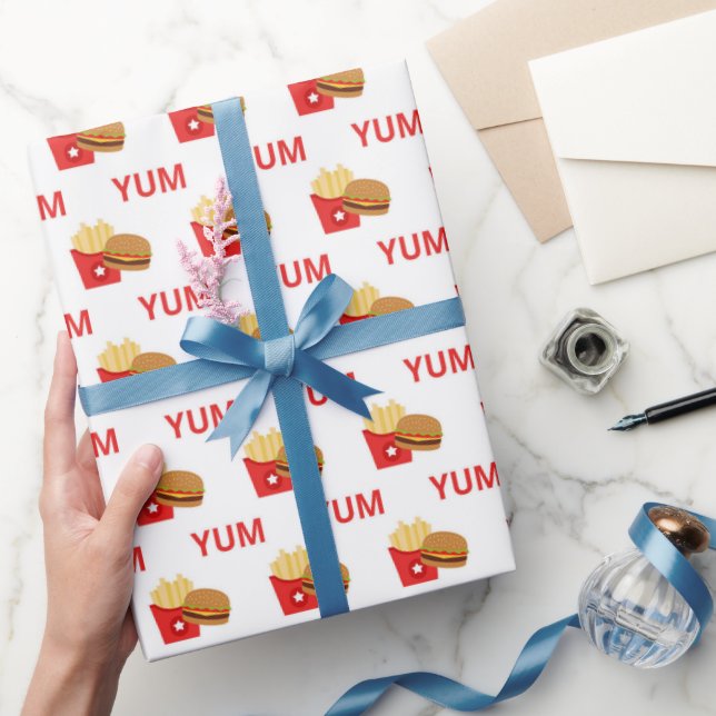 Yum burgers and fries party wrap wrapping paper (Gifting)