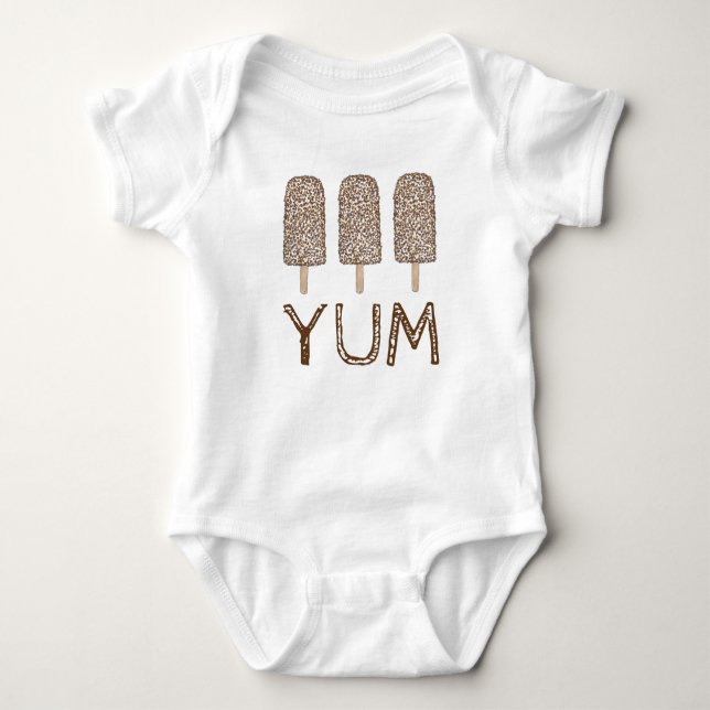 YUM Chocolate Eclair Ice Cream Popsicle Summer Baby Bodysuit (Front)