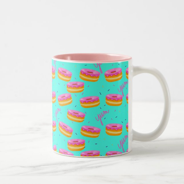 Yum, Doughnuts Two-Tone Coffee Mug (Right)
