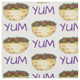 YUM Falafel Balls Pita Mediterranean Food Sandwich Fabric