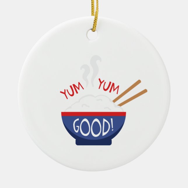 Yum Yum Good Ceramic Tree Decoration (Front)