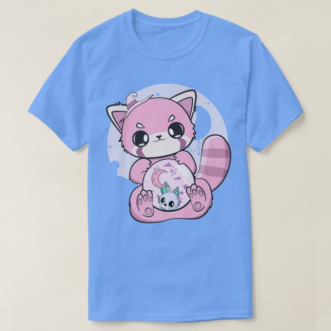 Yume Kawaii Red Panda Glass Sphere Fairy Kei Haraj T-Shirt (Design Front)