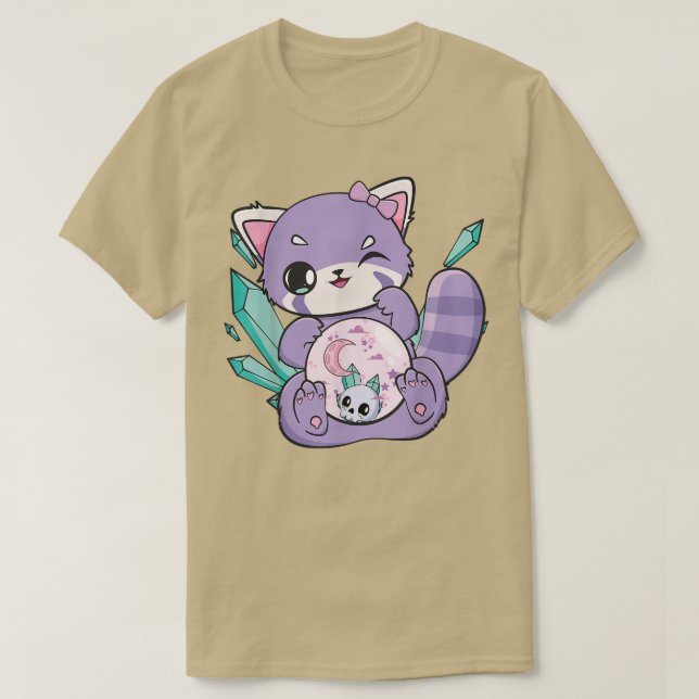 Yume Kawaii Red Panda Glass Sphere Fairy Kei Haraj T-Shirt (Design Front)