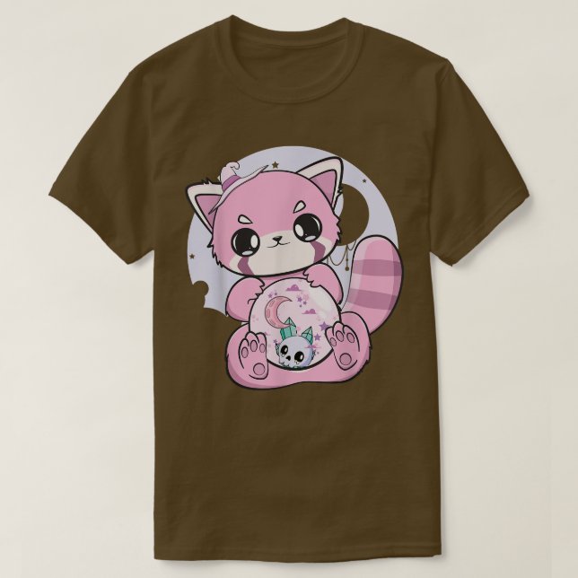Yume Kawaii Red Panda Glass Sphere Fairy Kei Haraj T-Shirt (Design Front)