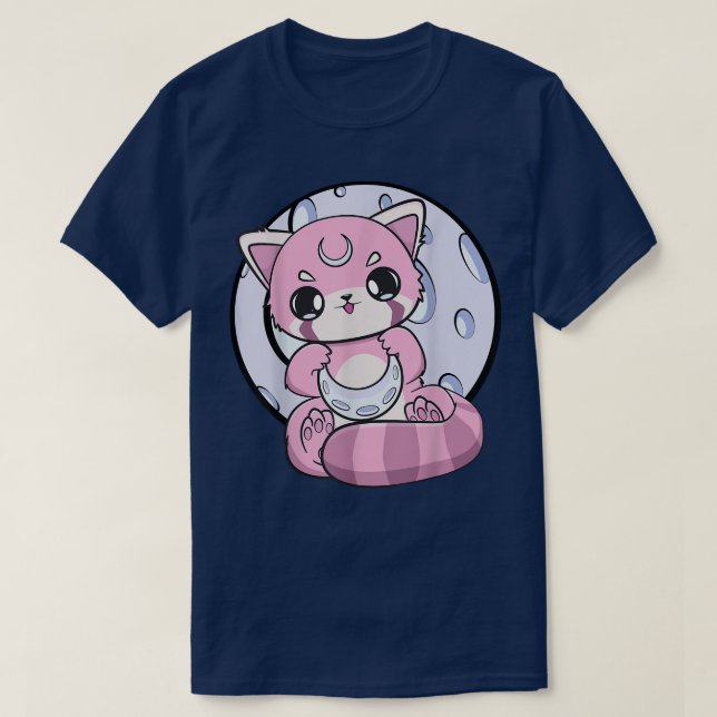 Yume Kawaii Red Panda Moon Fairy Kei Harajuku Nugo T-Shirt (Design Front)