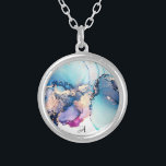 *~* Yummy Abstract Turquoise Gold Gilded Teal AP40 Silver Plated Necklace<br><div class="desc">(search AP40 and AP29 for similar designs on various products) - SILVER NECKLACE MONOGRAM / INITAL / INITIALS / or NAME *~* Energy Enhanced Bold COLORFUL GLAM GLITZY LUXE Feminine Amazing Elegant Enchanting Abstract BOLD Watercolor With Organic Flowing Combination of LAVENDER MAGENTA PINK and TURQUOISE and TEAL bubbling burst of...</div>