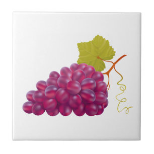 Yummy Bunch Of Red Grapes Tile