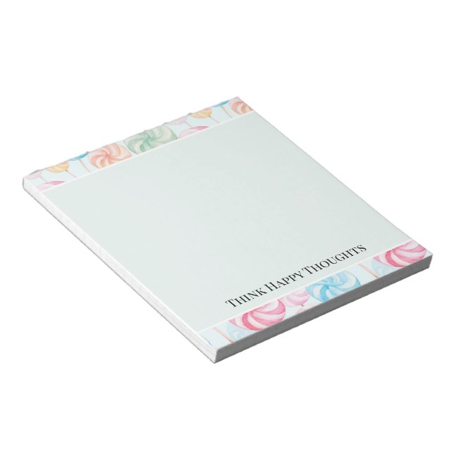 Yummy Candy Lollipops Whimsical Happy Thoughts Notepad (Angled)