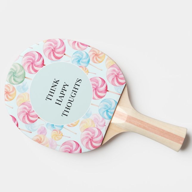 Yummy Candy Lollipops Whimsical Happy Thoughts Ping Pong Paddle (Side)