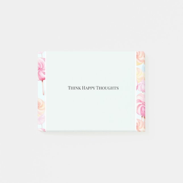 Yummy Candy Lollipops Whimsical Happy Thoughts Post-it Notes (Front)