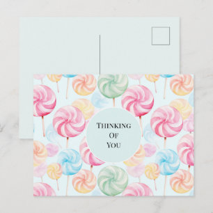 Yummy Candy Lollipops Whimsical Thinking of You Postcard