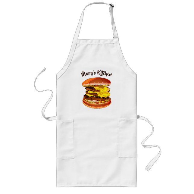 Yummy Cheeseburger Long Apron (Front)