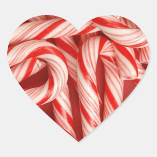 Yummy Christmas Holiday Peppermint Candy Canes Heart Sticker