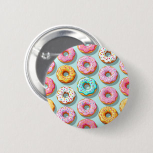 Yummy cream donuts blue 6 cm round badge