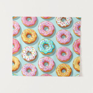 Yummy cream donuts blue tapestry