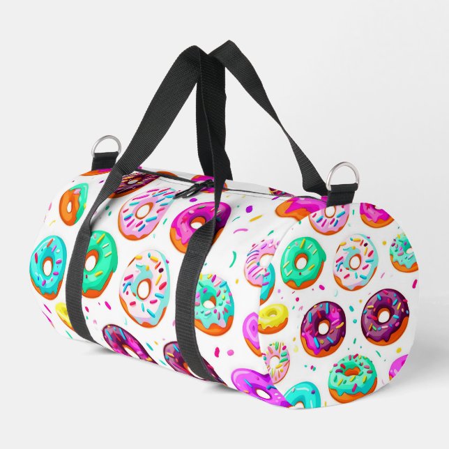 Yummy cream doughnuts pattern duffle bag (Left Corner)