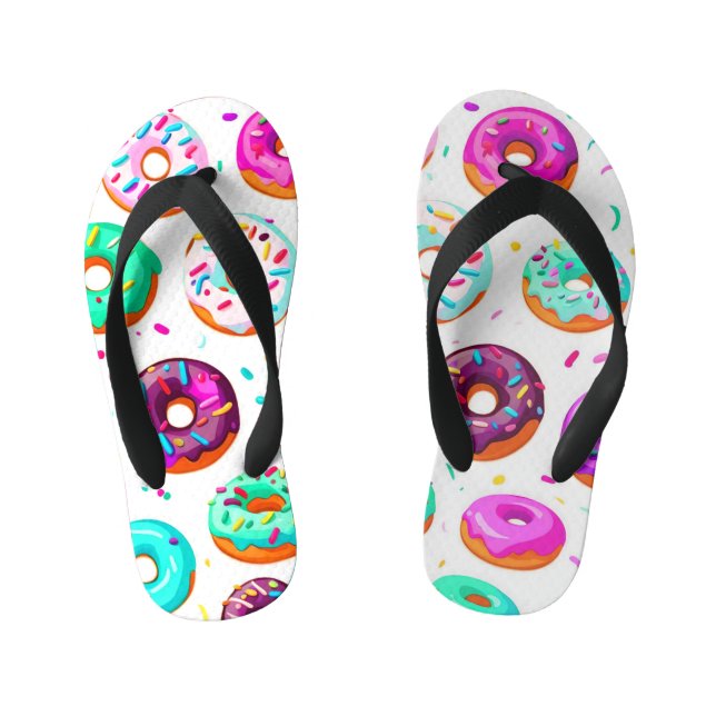 Yummy cream doughnuts pattern kid's jandals (Footbed)