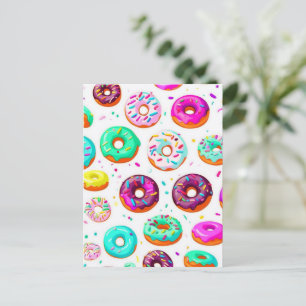 Yummy cream doughnuts pattern postcard