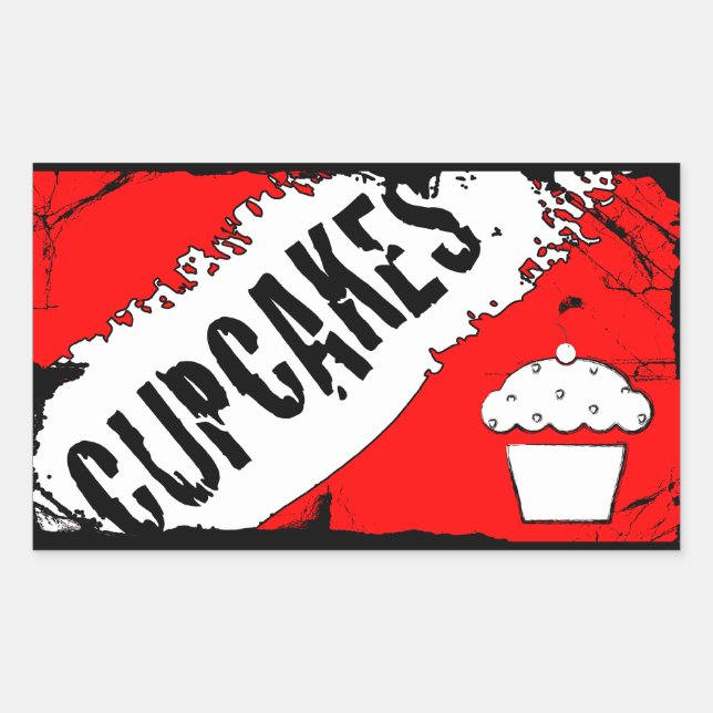 yummy crumbs cupcakes rectangular sticker (Front)