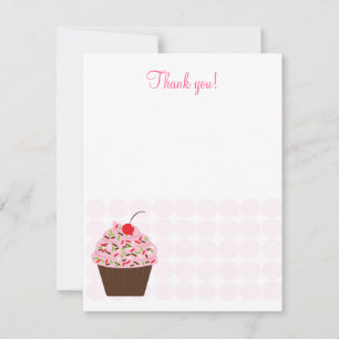 Yummy Cupcake 4x5 Flat Thank you note Card