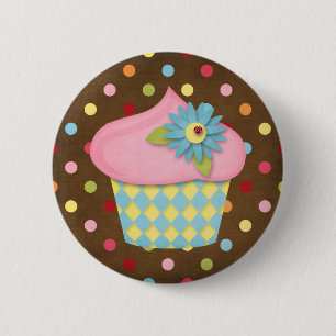 yummy cupcake 6 cm round badge