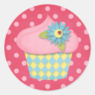 yummy cupcake classic round sticker