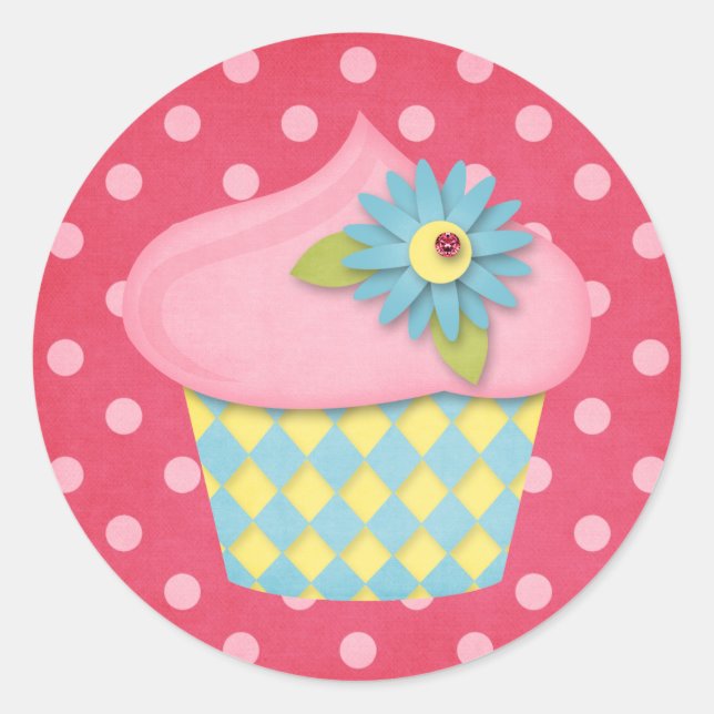 yummy cupcake classic round sticker (Front)