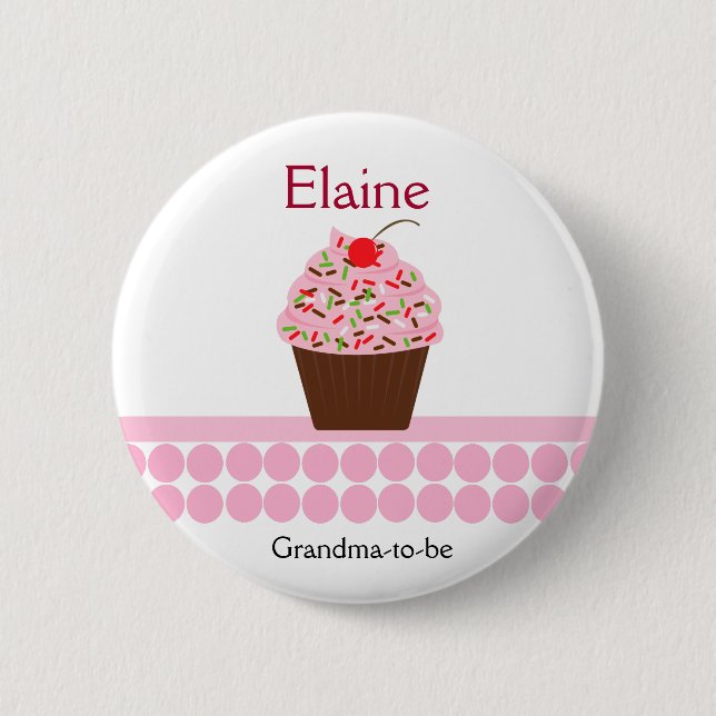 Yummy Cupcake NAME TAG Personalised Button (Front)
