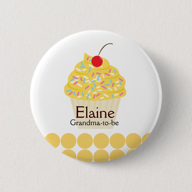 Yummy Cupcake NAME TAG Personalised Button (Front)