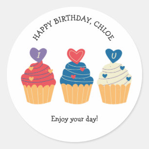 Yummy Cupcakes Birthday Classic Round Sticker