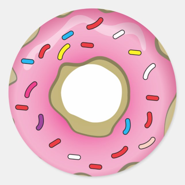 Yummy Doughnut with Icing and Sprinkles Classic Round Sticker (Front)