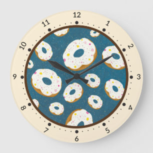 Yummy doughnuts large clock