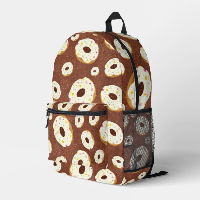 Yummy doughnuts printed backpack (Back Corner Right)