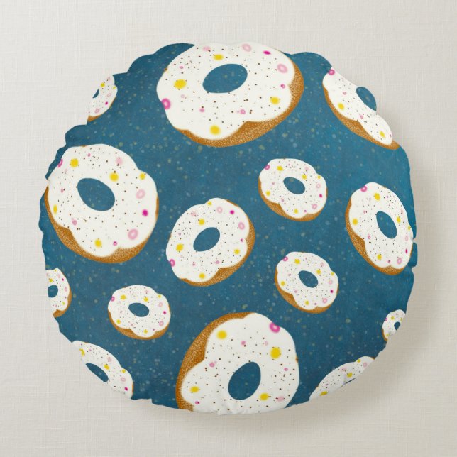 Yummy doughnuts round cushion (Front)