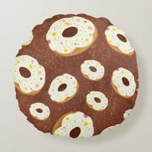 Yummy doughnuts round cushion