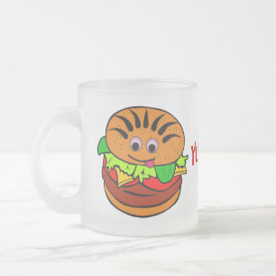 Yummy Hamburger Frosted Glass Coffee Mug