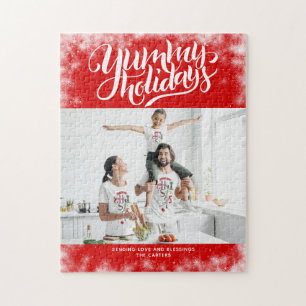Yummy Holidays Red White Lettering Custom Photo Ho Jigsaw Puzzle