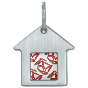 Yummy Hot Red Chilli Peppers Pepper Pattern Pet ID Tag