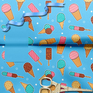 Yummy Ice Cream Pattern   Blue Tissue Paper