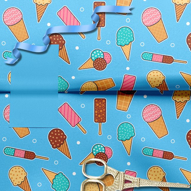 Yummy Ice Cream Pattern | Blue Tissue Paper (Creator Uploaded)