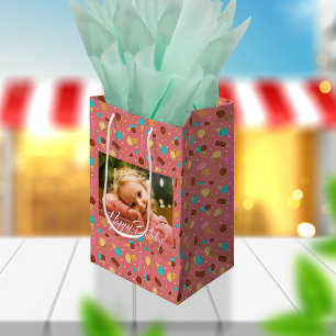 Yummy Ice Cream Photo Dark Pink Medium Gift Bag