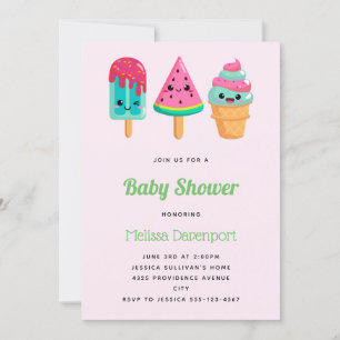 Yummy Ice Cream Trio Summer Vibe Baby Shower Invitation