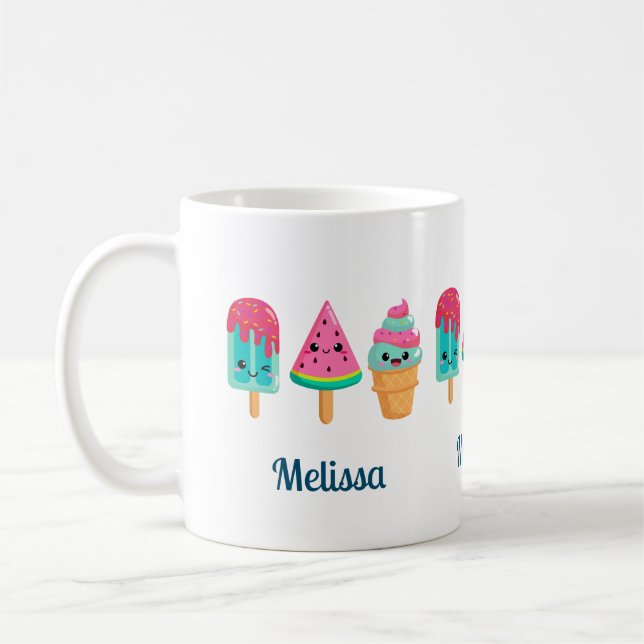 Yummy Ice Cream Trio Summer Vibe Coffee Mug (Left)