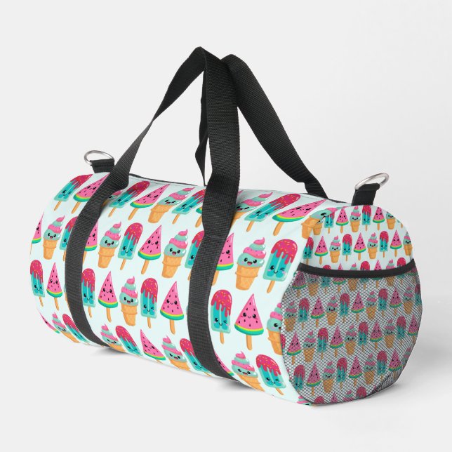 Yummy Ice Cream Trio Summer Vibe Pattern Duffle Bag (Right Corner)